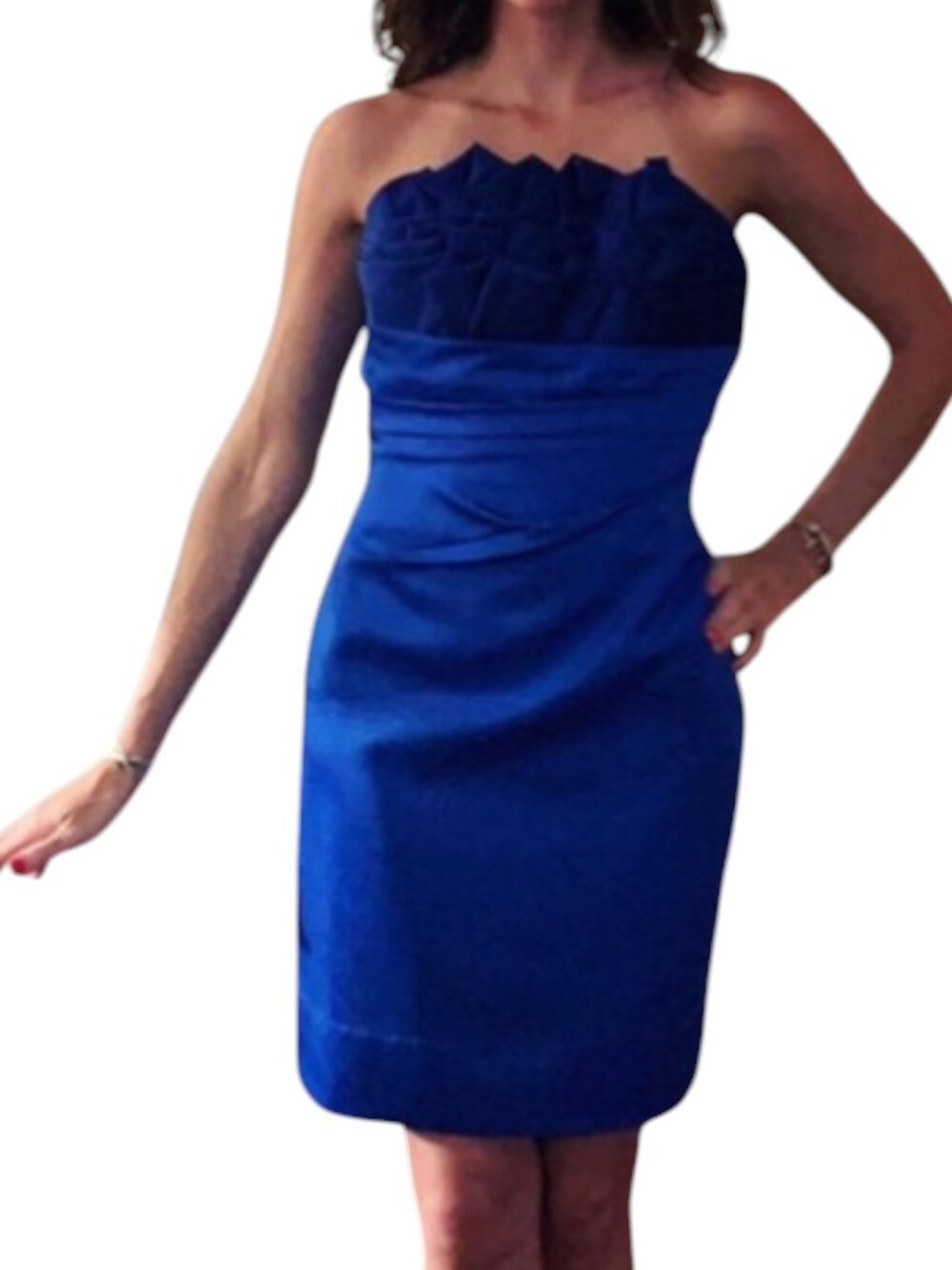 PHOEBE COUTURE Cobalt Blue Strapless Mini Cocktail Dress Size 6